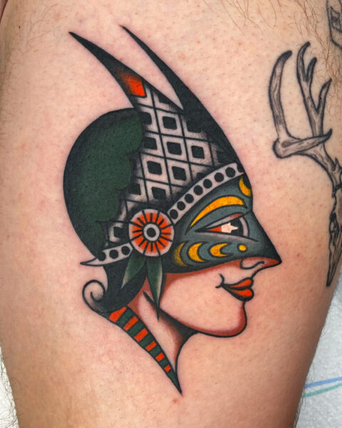 Classic traditional tattoo design by Michel Canale One Love Tattoo Prague