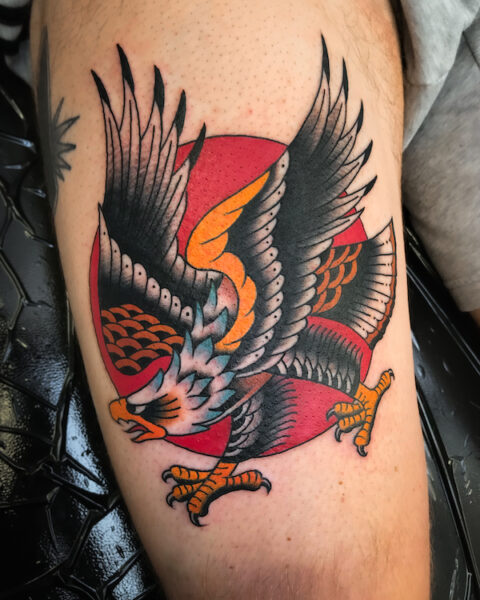 Classic eagle tattoo design by Tarlito One Love Tattoo Prague