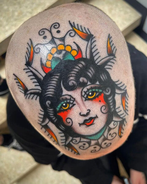 Woman head tattoo design by Petra Brkic One Love Tattoo Prague