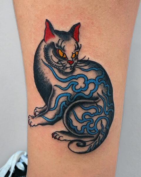Cat tattoo design by Alan Crisogano One Love Tattoo Prague