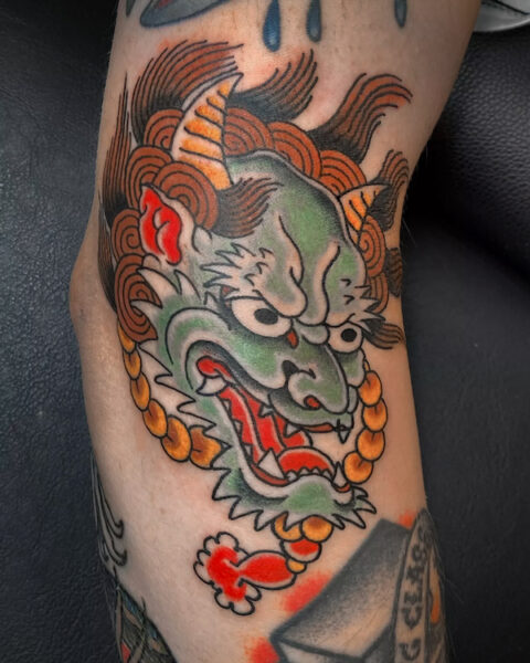 japanese hania mask by Alan Crisogano One Love Tattoo Prague